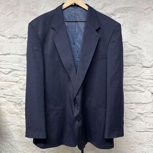 Circle S Blazer Mens 48L Western Navy Blue Sport Coat Blazer Made In USA Vintage